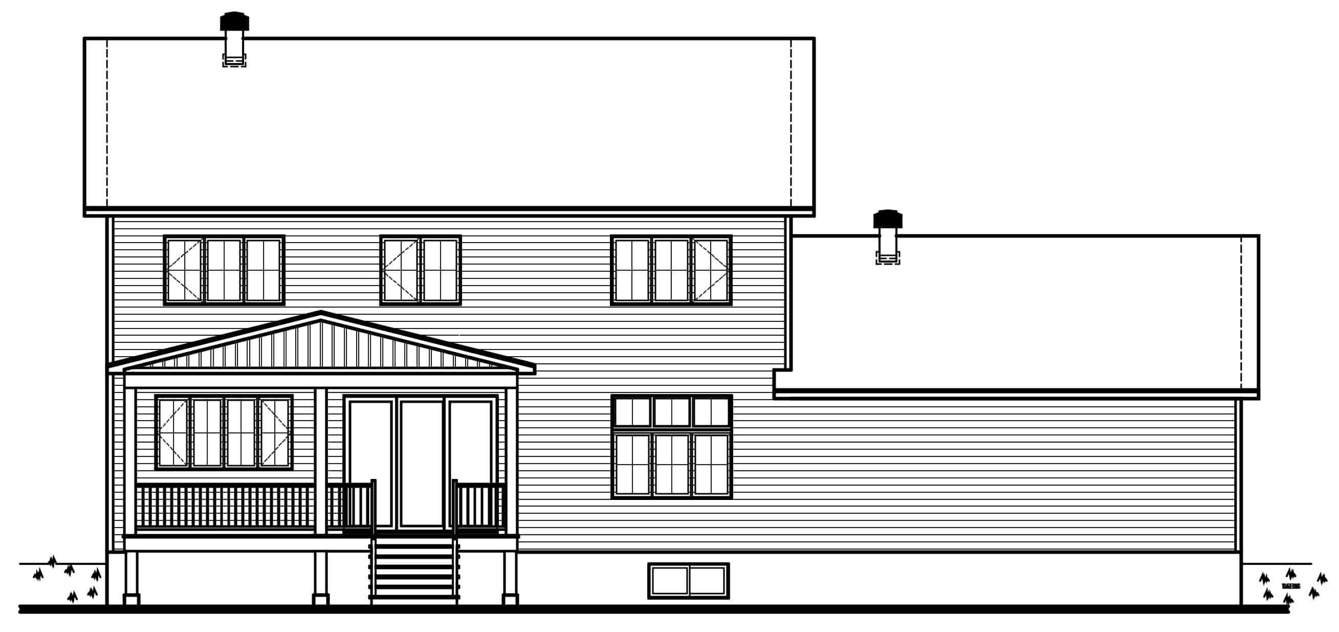 Home Plan Rear Elevation of this 4-Bedroom,2320 Sq Ft Plan -126-1983