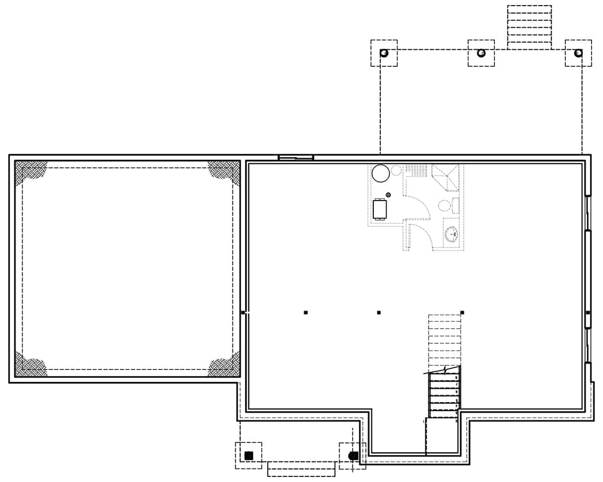 Floor Plan Basement of Farmhouse Plan #126-1983
