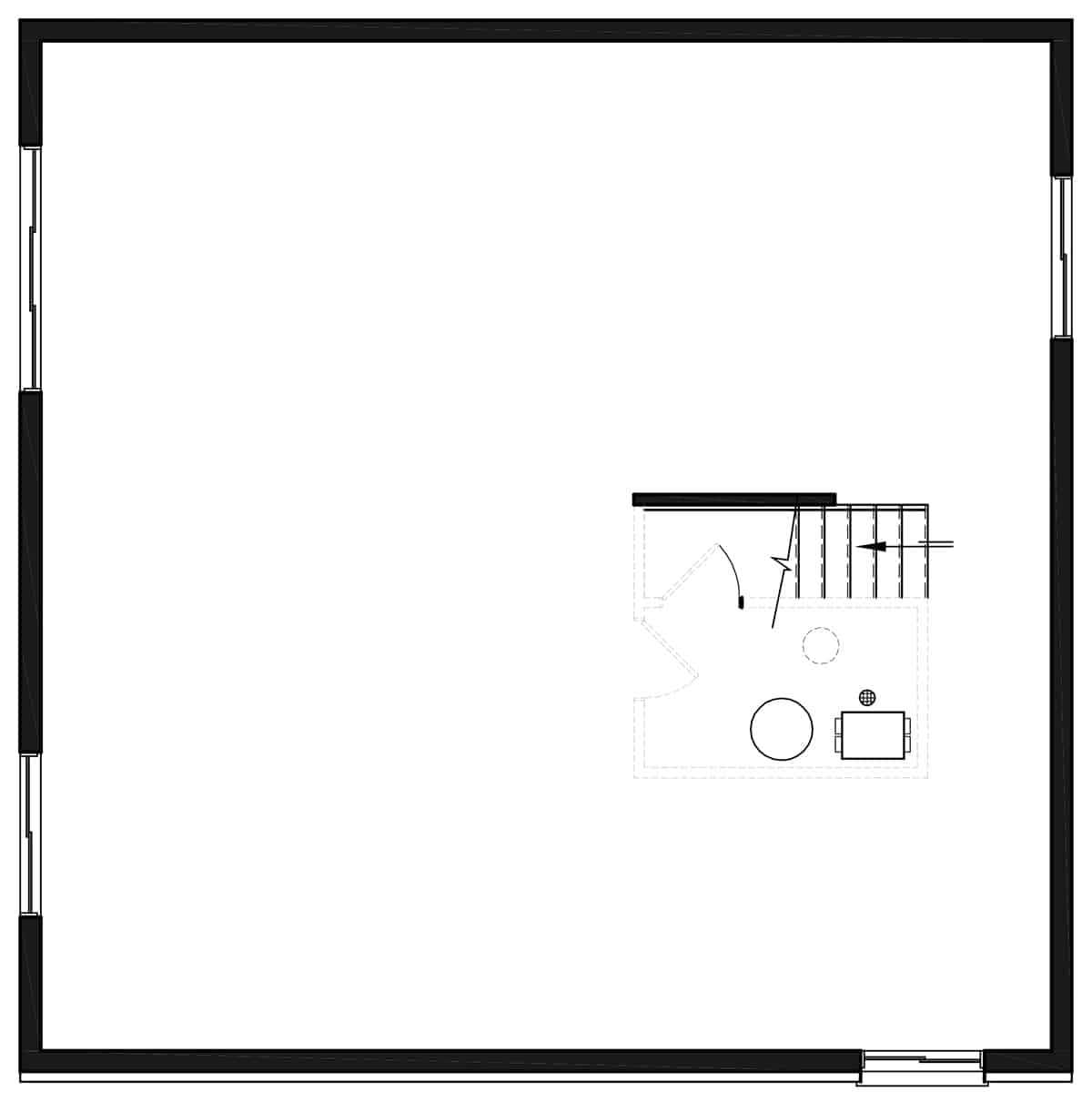 Floor Plan Basement of Modern Plan #126-1984