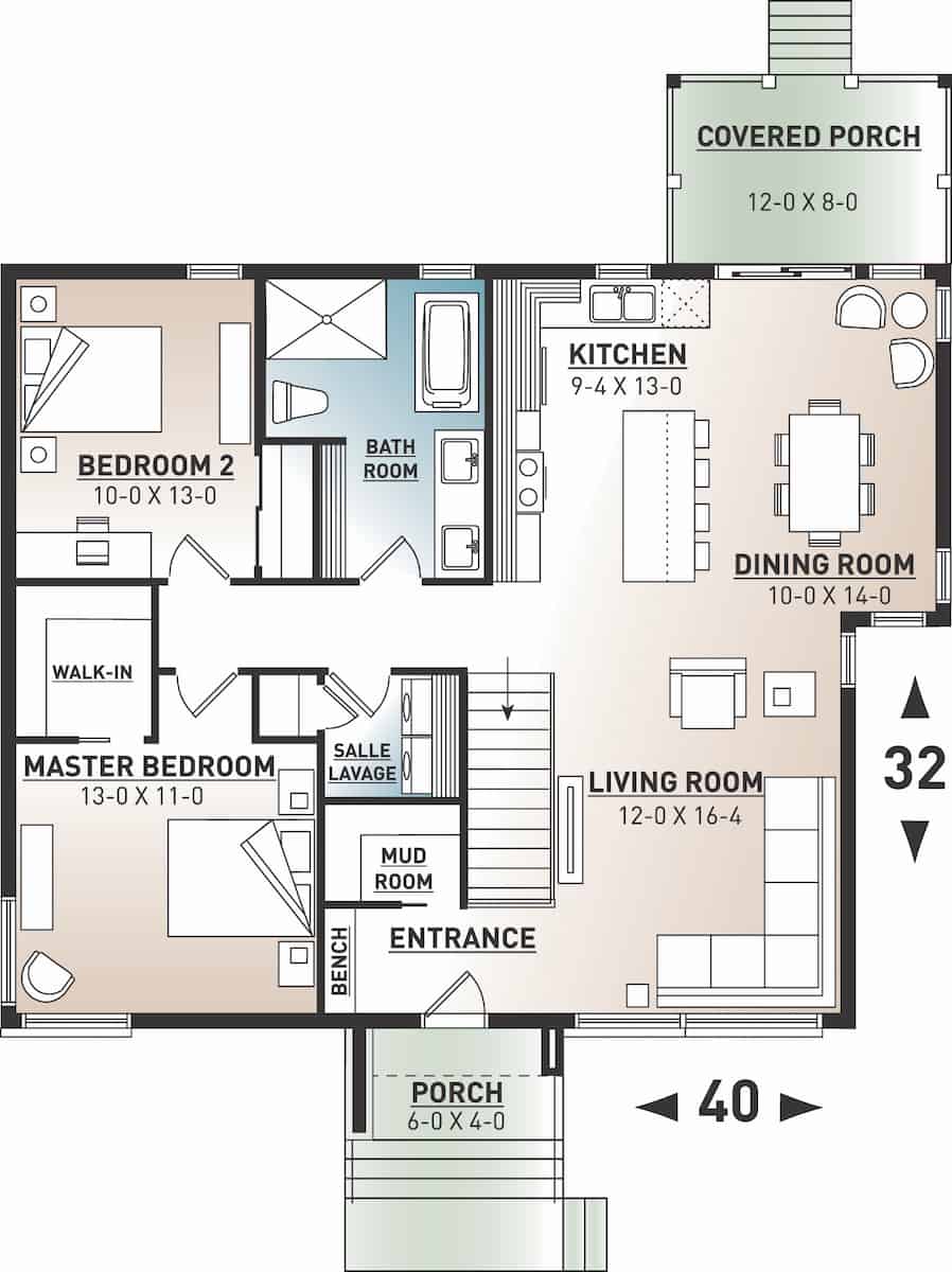 Floor Plan Main Level of Contemporary Plan #126-1985
