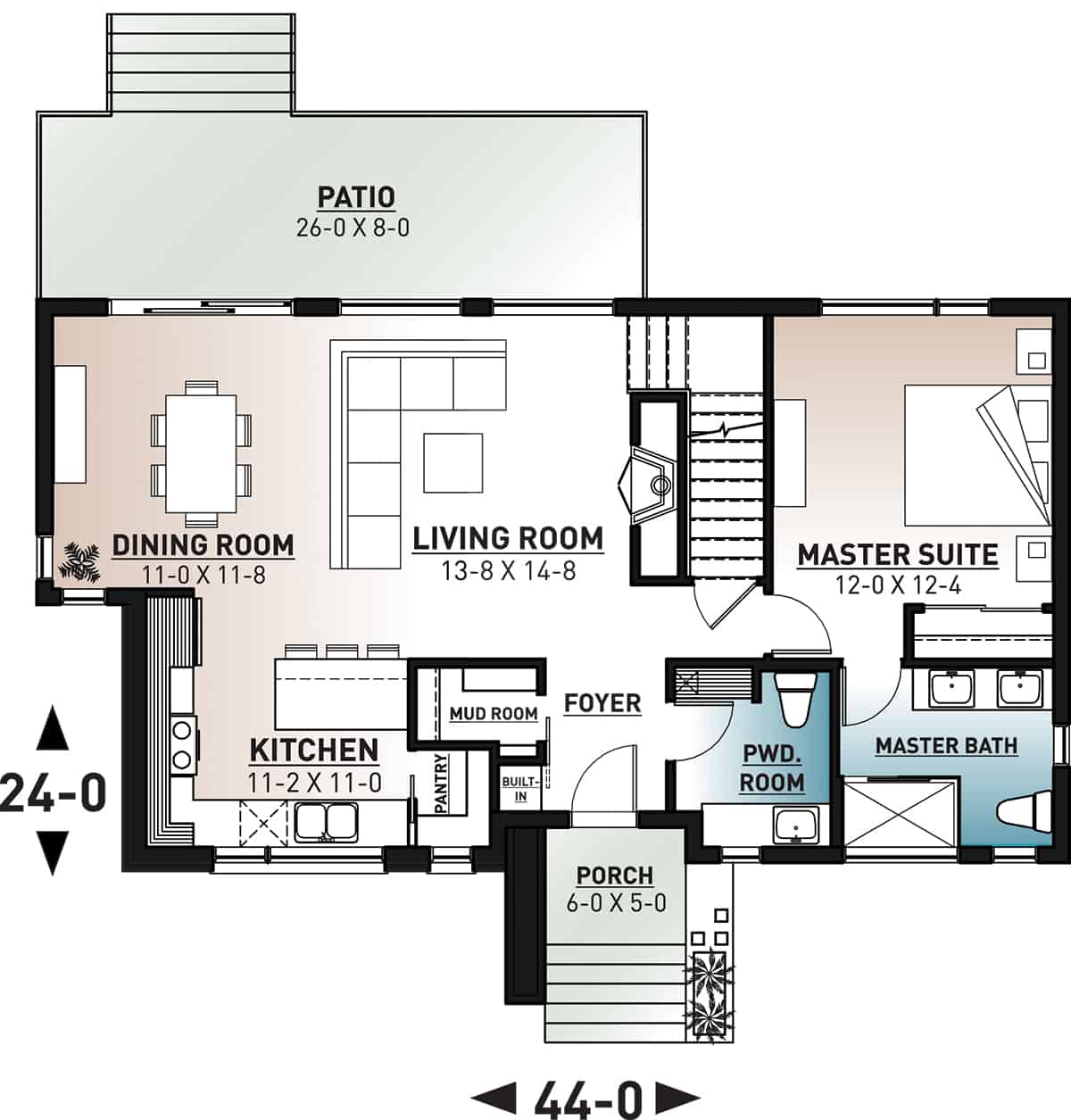 Floor Plan Main Level of Modern Plan #126-1987