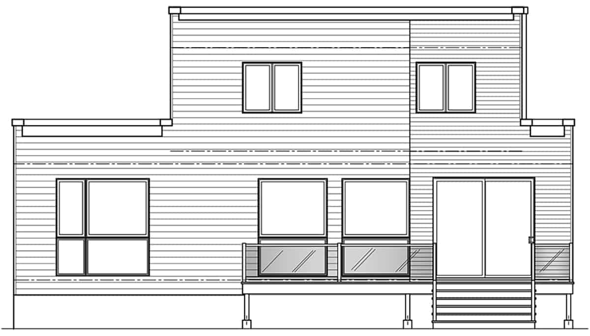 Home Plan Rear Elevation of this 4-Bedroom,1587 Sq Ft Plan -126-1987