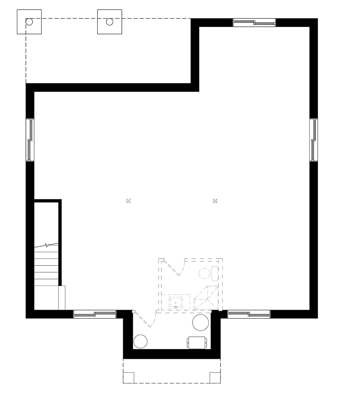 Floor Plan Basement of Ranch Plan #126-1988