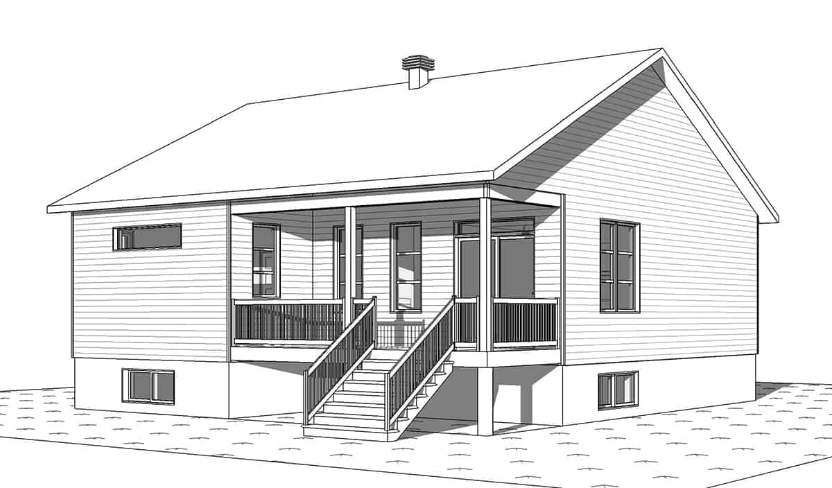 Rear View of this 2-Bedroom, 1229 Sq Ft Plan - 126-1988