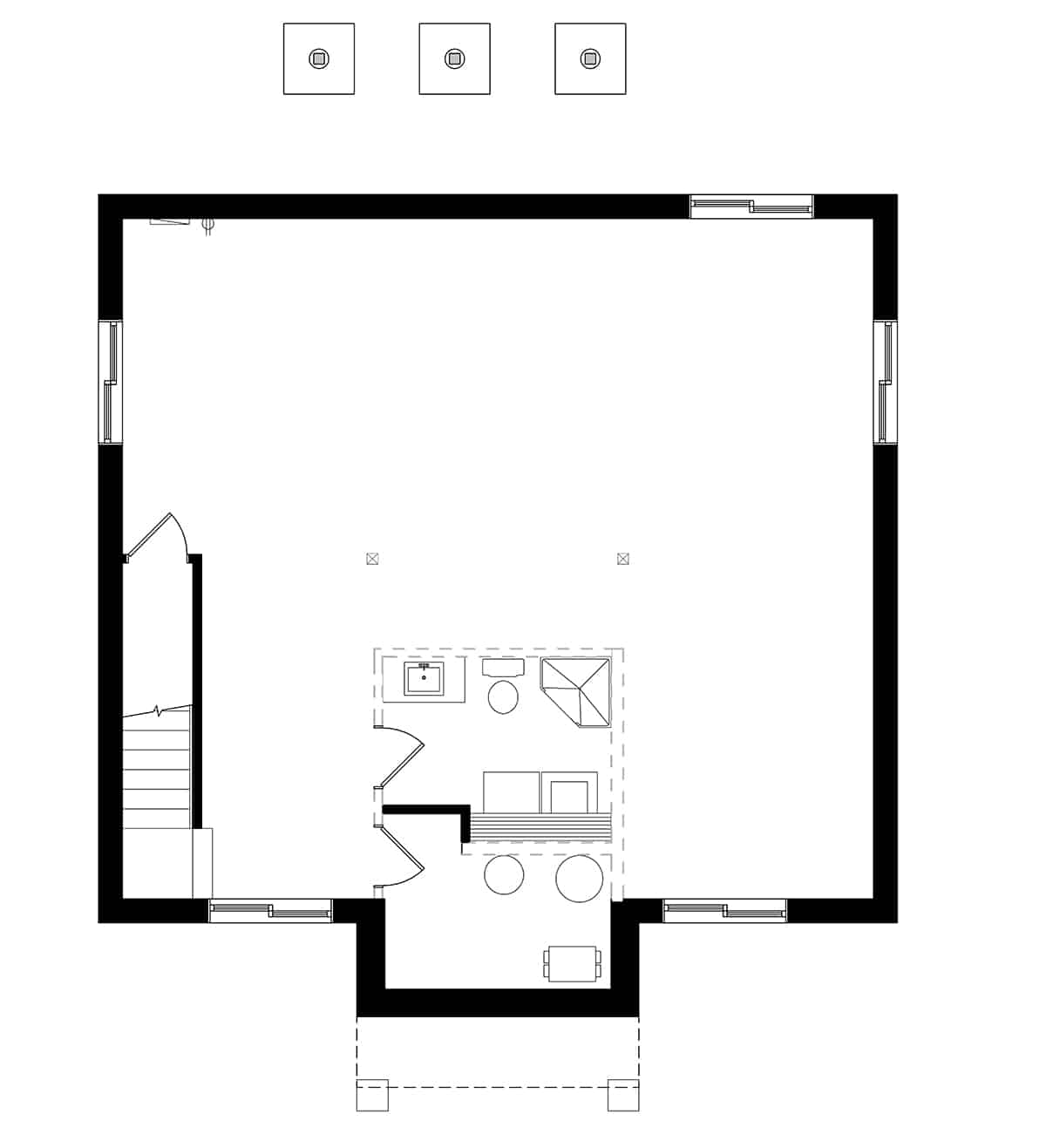 Floor Plan Basement of Ranch Plan #126-1989