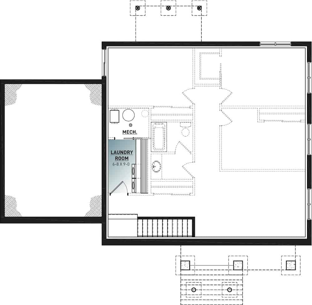 Floor Plan Basement of Contemporary Plan #126-1990