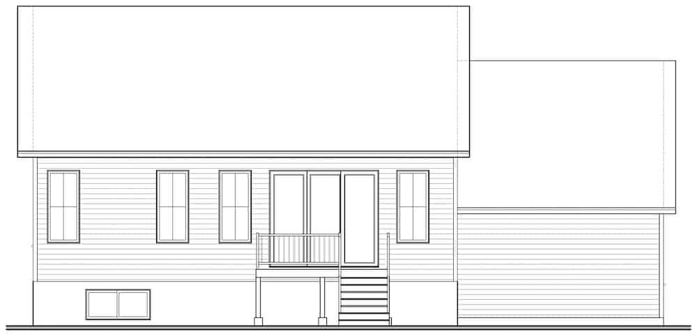 Home Plan Rear Elevation of this 2-Bedroom,1178 Sq Ft Plan -126-1990