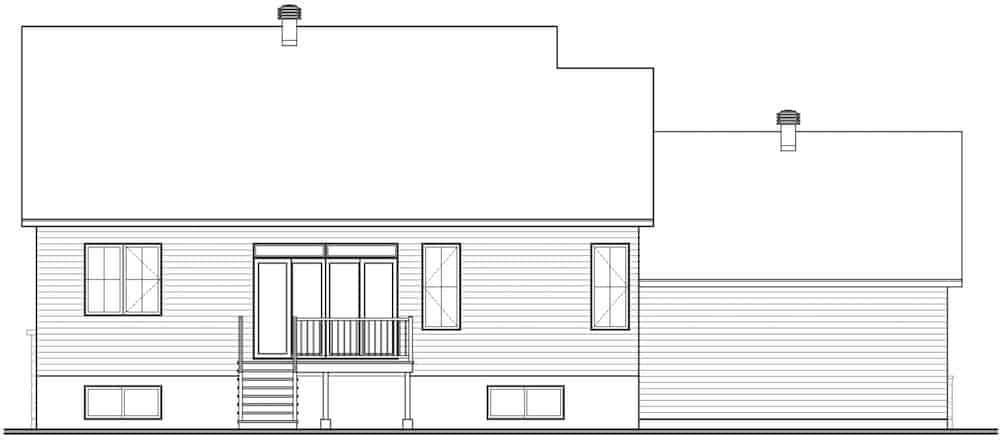 Home Plan Rear Elevation of this 3-Bedroom,1583 Sq Ft Plan -126-1991