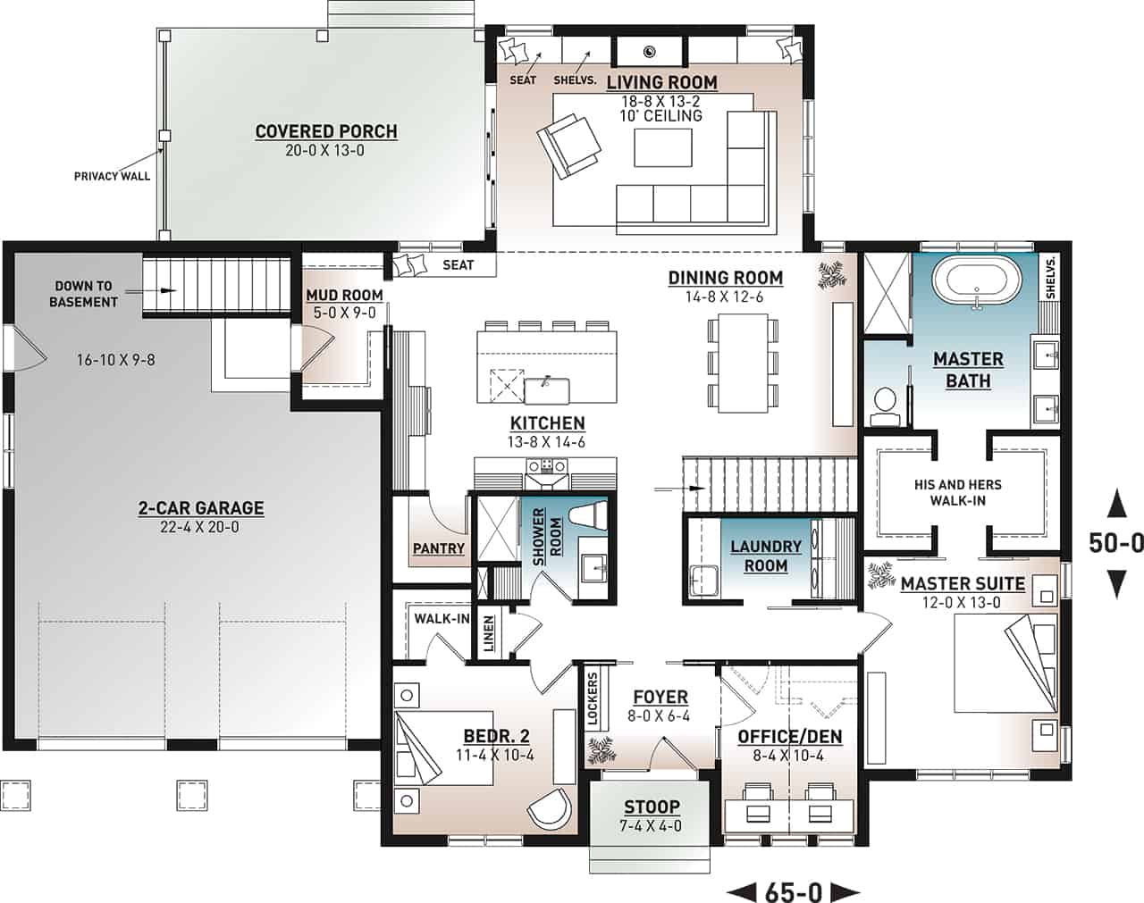 Floor Plan Main Level of Contemporary Plan #126-1994