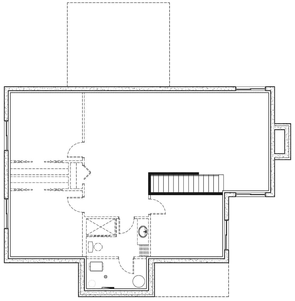 Floor Plan Basement of Ranch Plan #126-1995