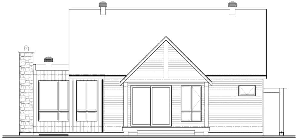 Home Plan Rear Elevation of this 2-Bedroom,1323 Sq Ft Plan -126-1995