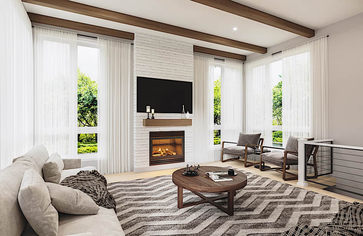 Living Room of this 2-Bedroom, 1323 Sq Ft Plan - 126-1995