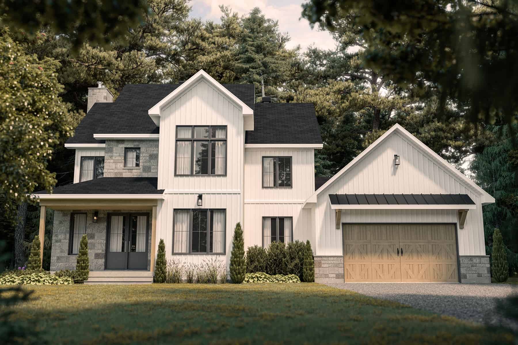 Front elevation of Farmhouse home (ThePlanCollection: House Plan #126-1996)