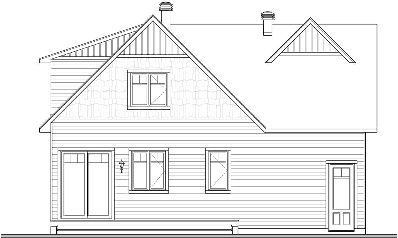 Home Plan Rear Elevation of this 3-Bedroom,1891 Sq Ft Plan -126-1997