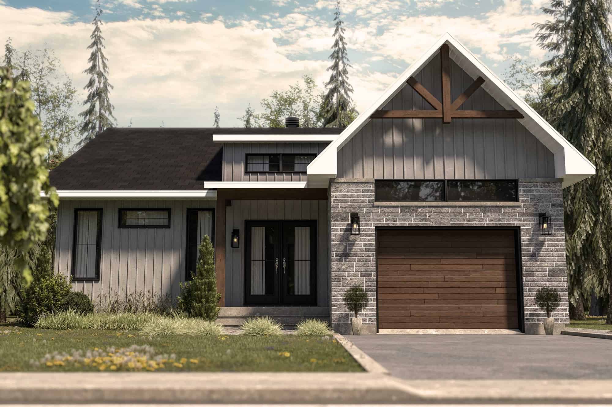 Front elevation of Contemporary home (ThePlanCollection: House Plan #126-2000)