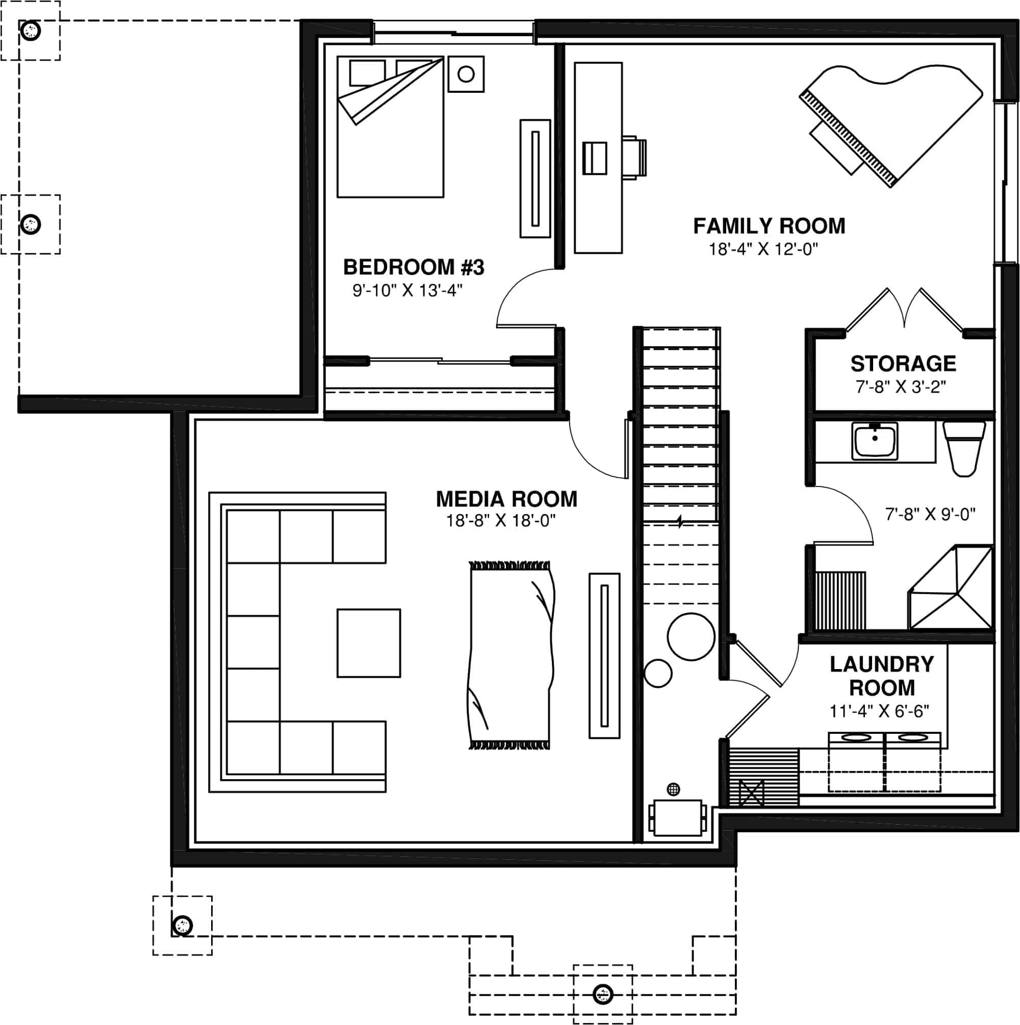Basement of Ranch Plan #126-2003
