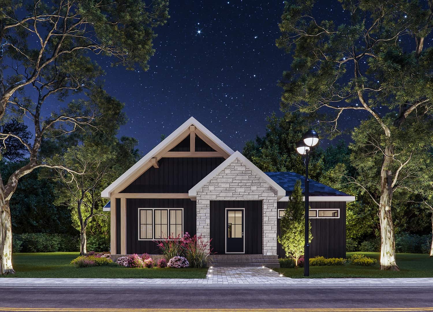 Front elevation of Ranch home (ThePlanCollection: House Plan #126-2003)