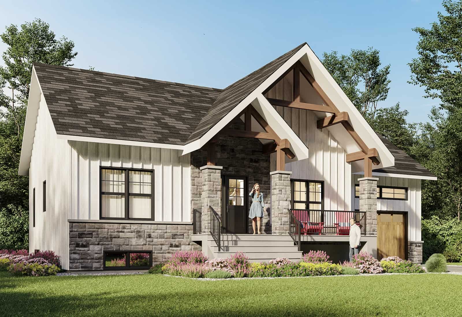 Front elevation of Cottage home (ThePlanCollection: House Plan #126-2004)