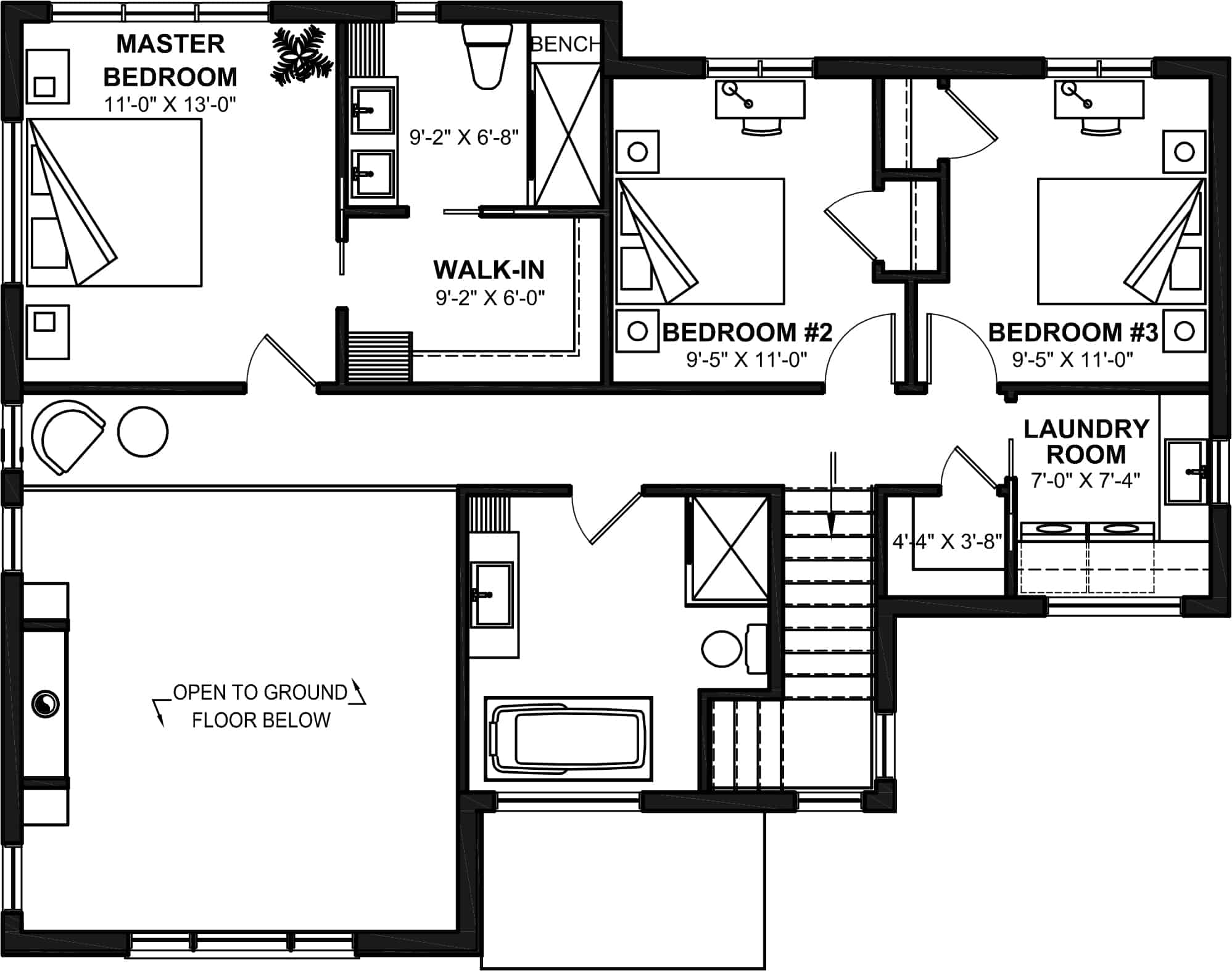 Upper Level of Contemporary Plan #126-2010