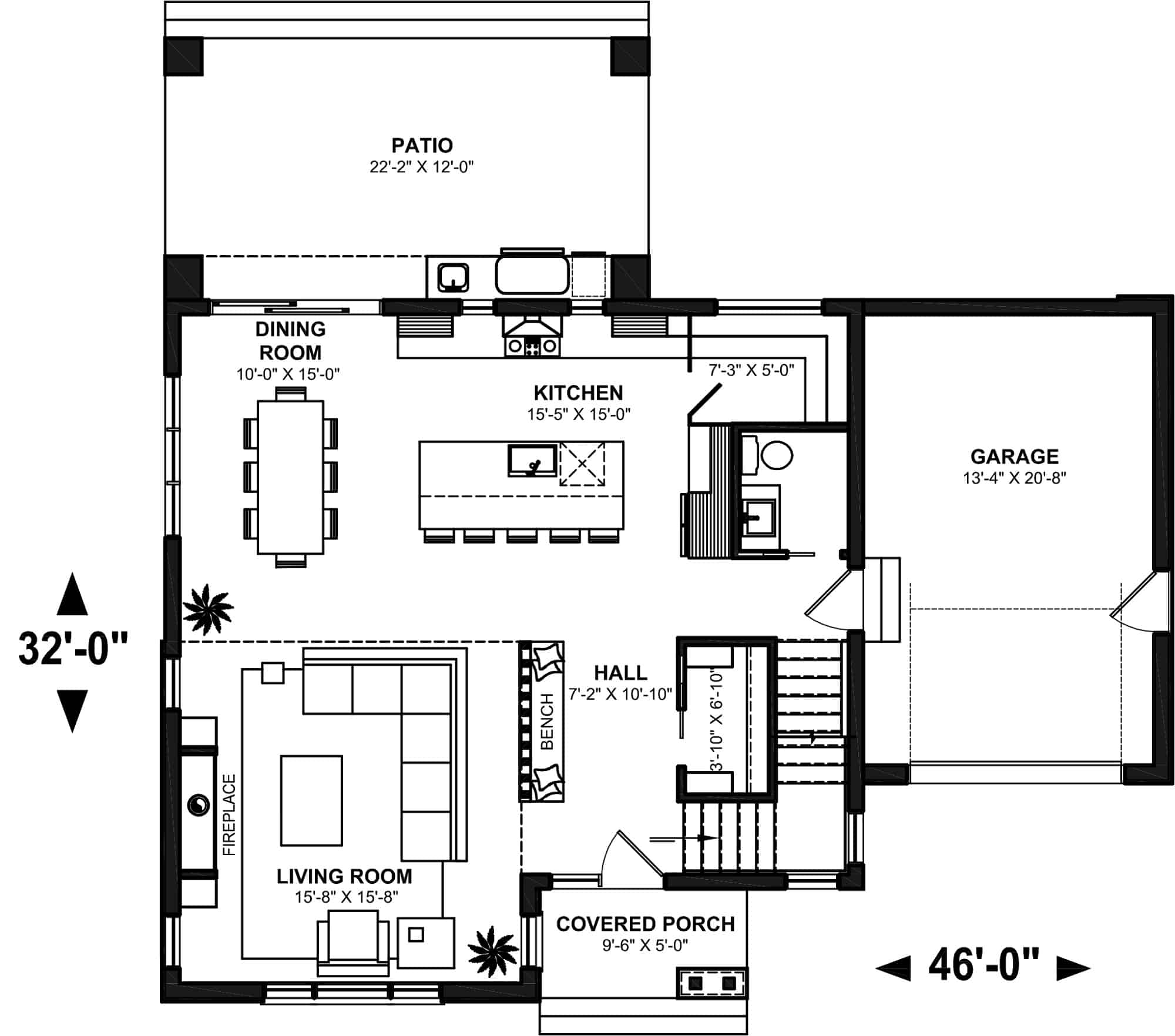 Main Level of Contemporary Plan #126-2010