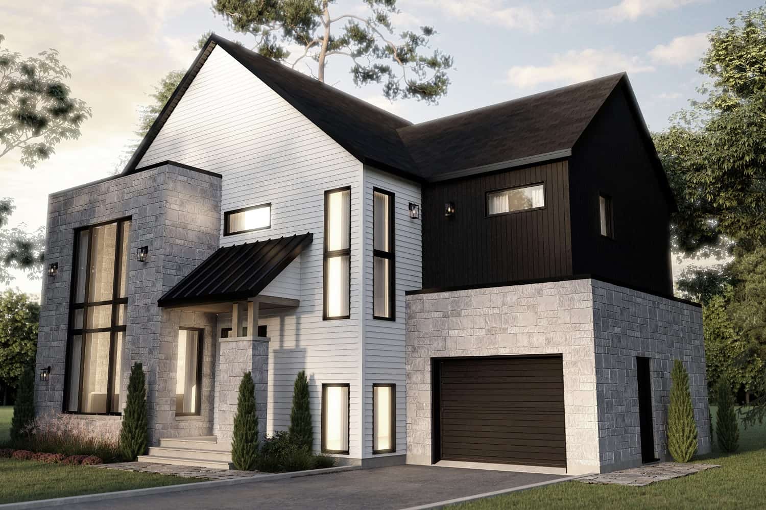 Front elevation of Contemporary home (ThePlanCollection: House Plan #126-2010)