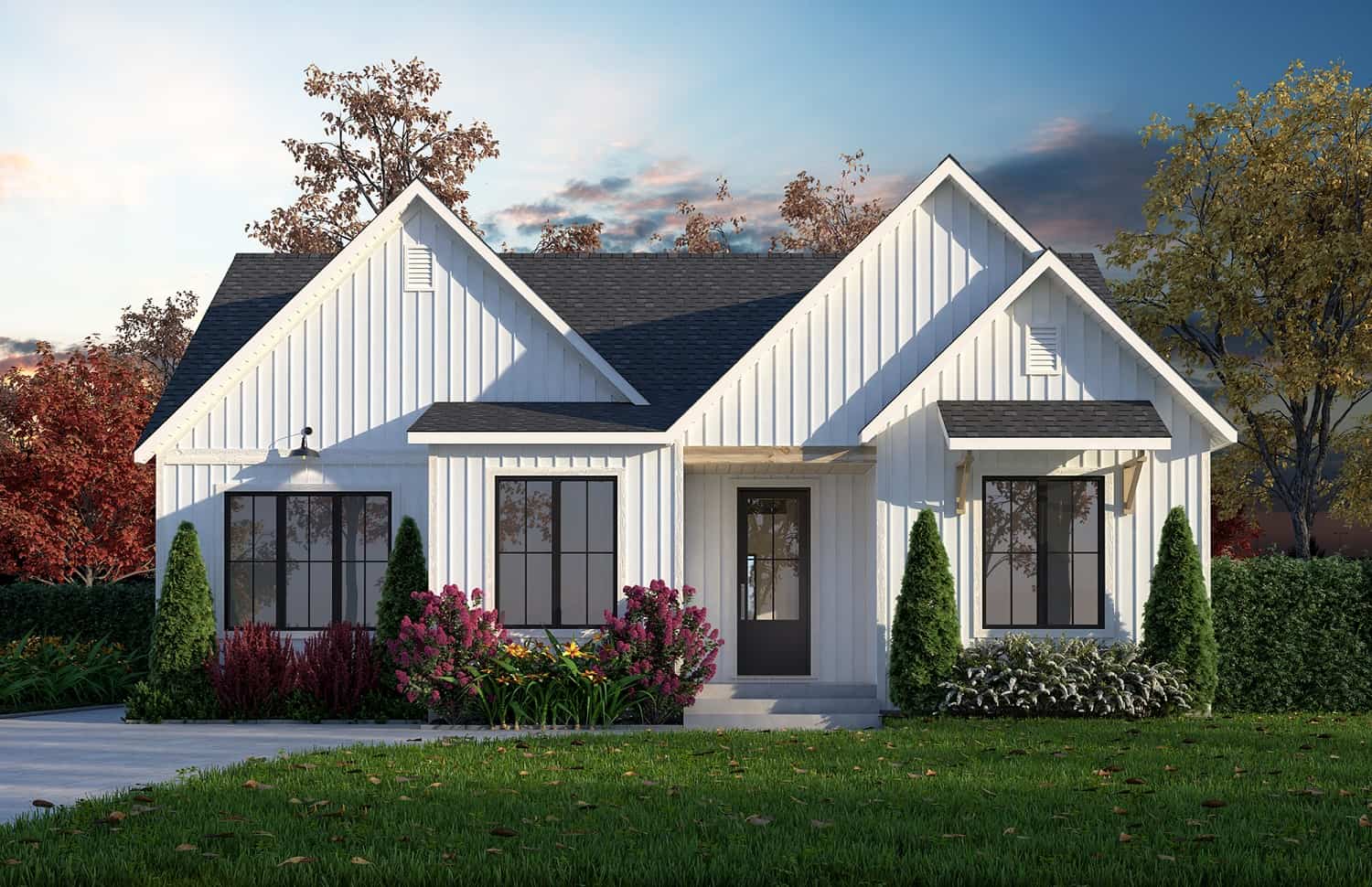 Front elevation of Ranch home (ThePlanCollection: House Plan #126-2012)