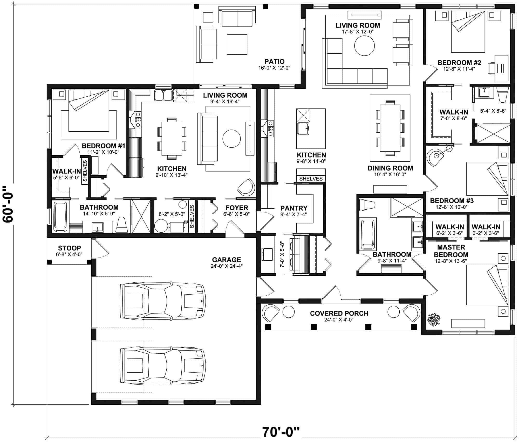 Main Level of Ranch Plan #126-2014
