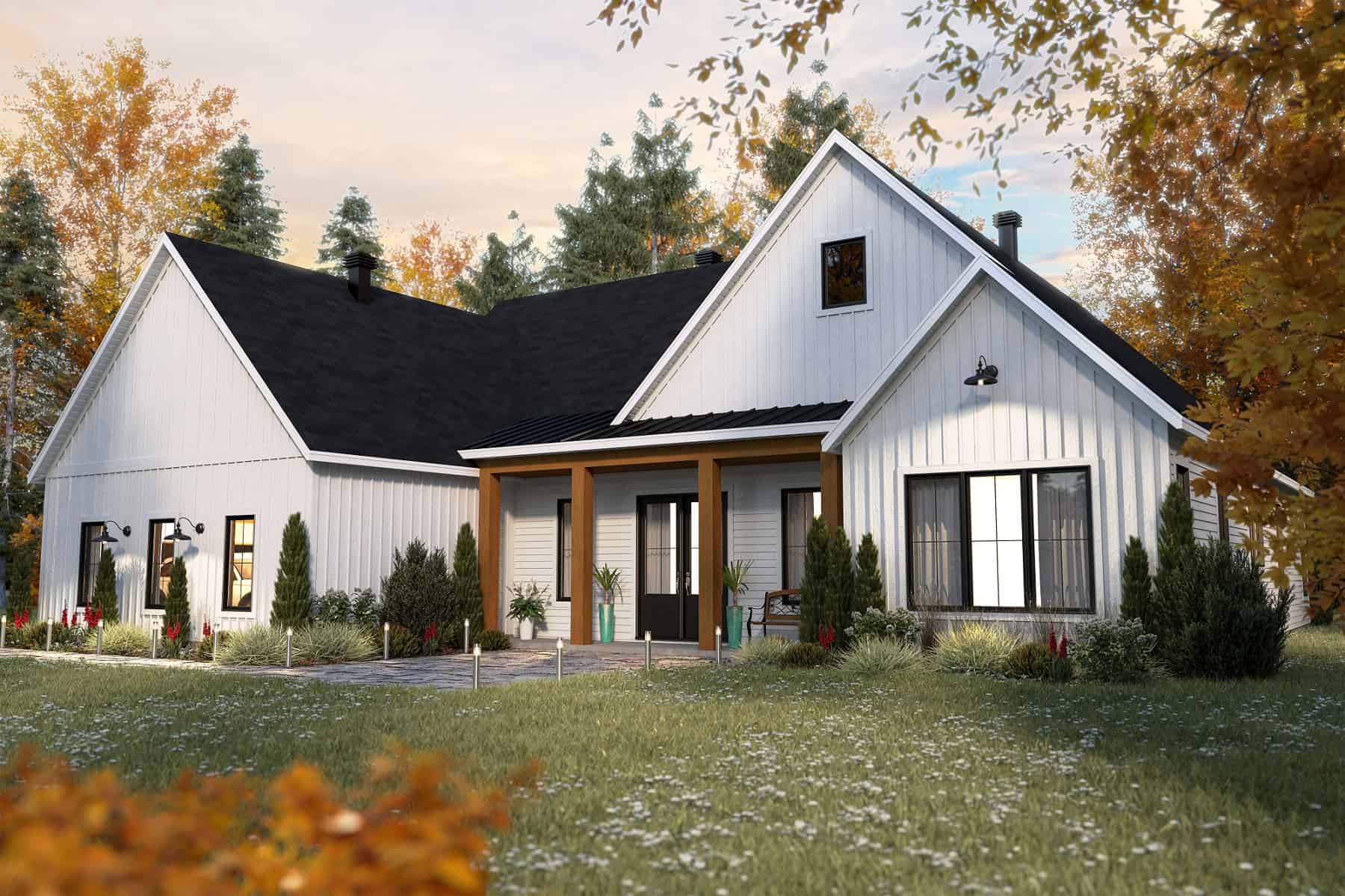 Front elevation of Ranch home (ThePlanCollection: House Plan #126-2014)
