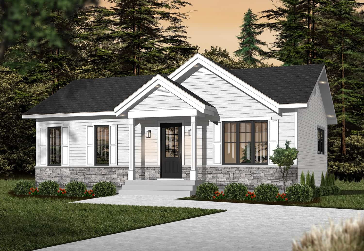 Front elevation of Craftsman home (ThePlanCollection: House Plan #126-2015)