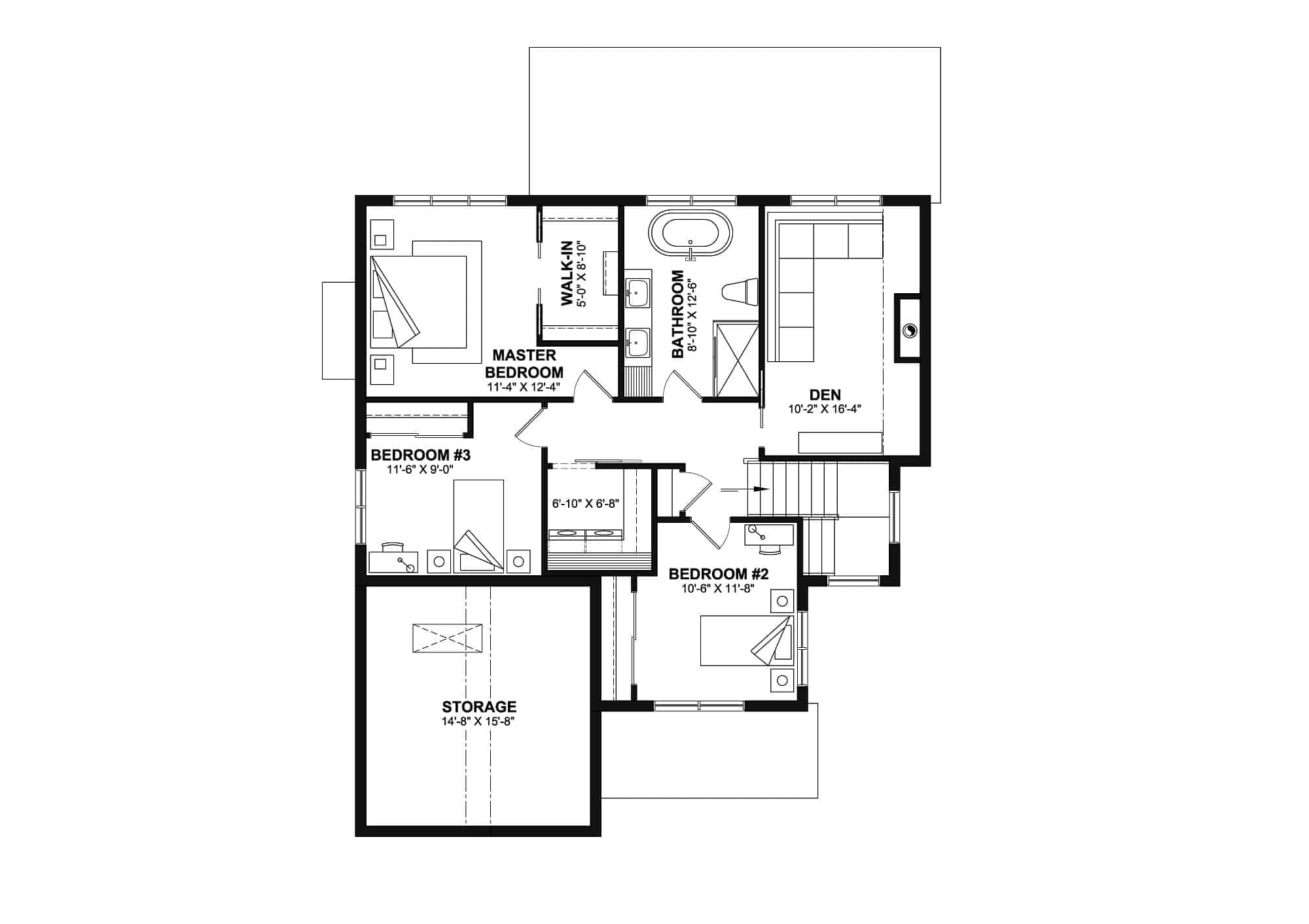 Upper Level of Farmhouse Plan #126-2016