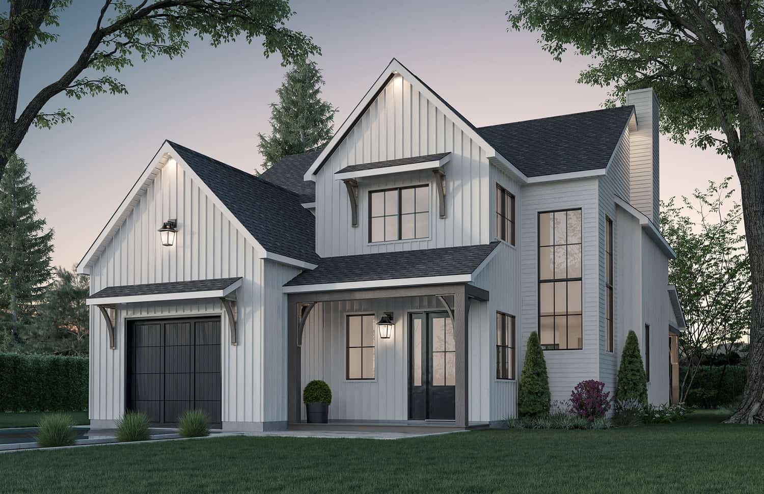 Front elevation of Farmhouse home (ThePlanCollection: House Plan #126-2016)