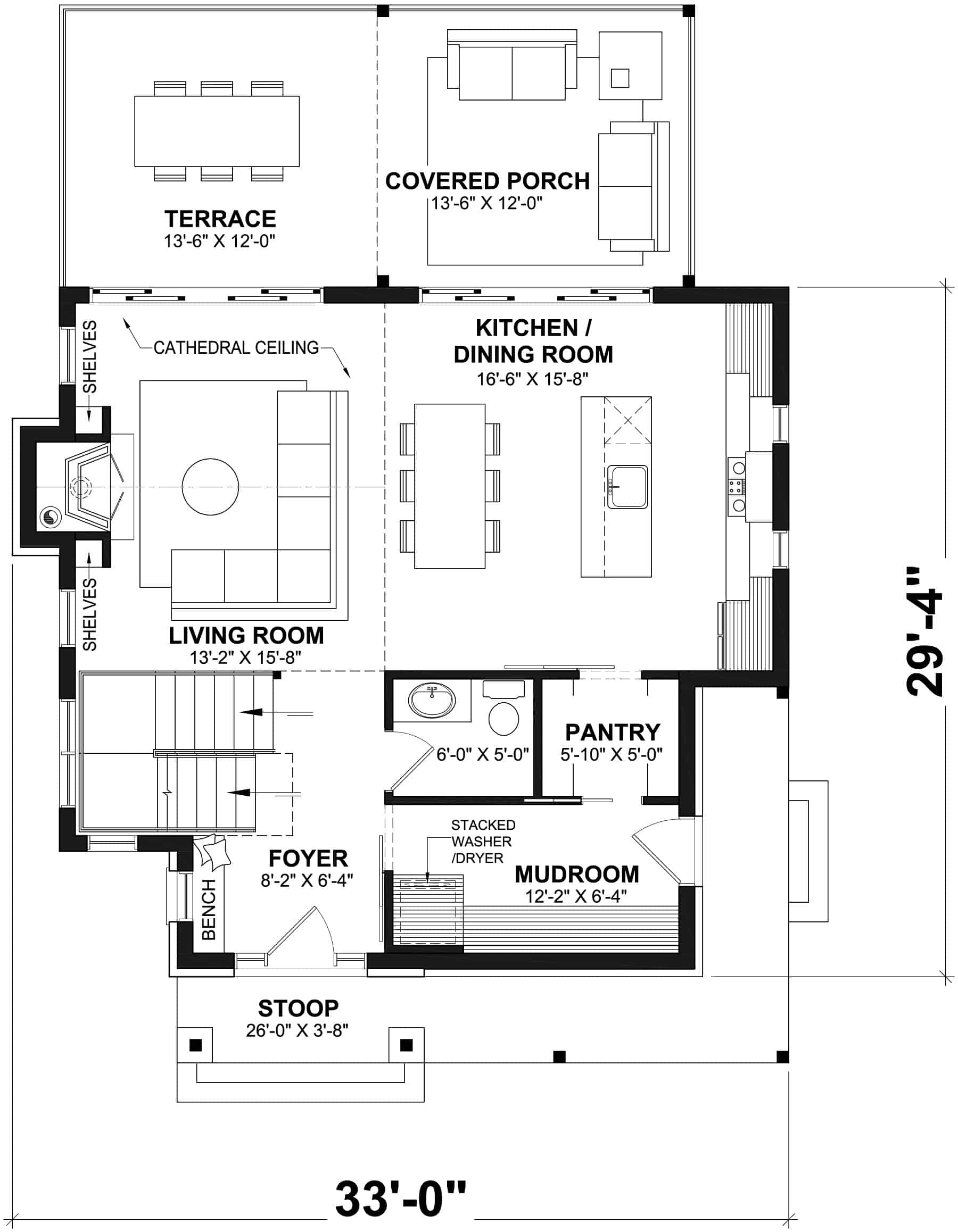 Main Level of Craftsman Plan #126-2017