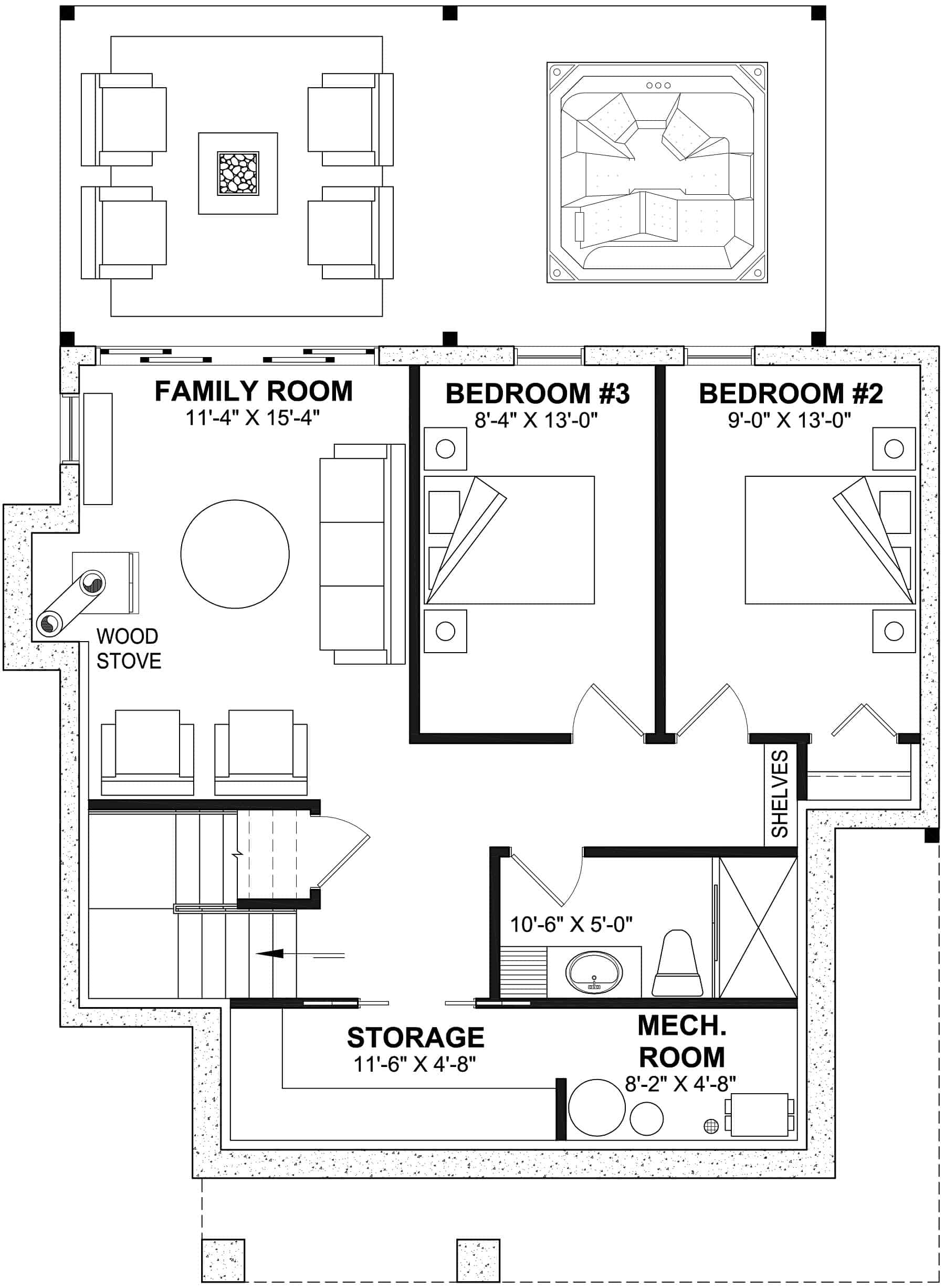 Basement of Craftsman Plan #126-2017