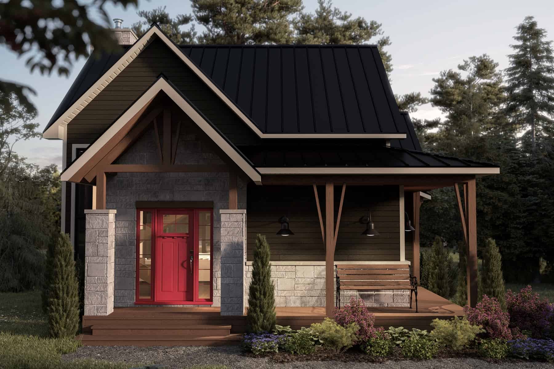 Front elevation of Craftsman home (ThePlanCollection: House Plan #126-2017)