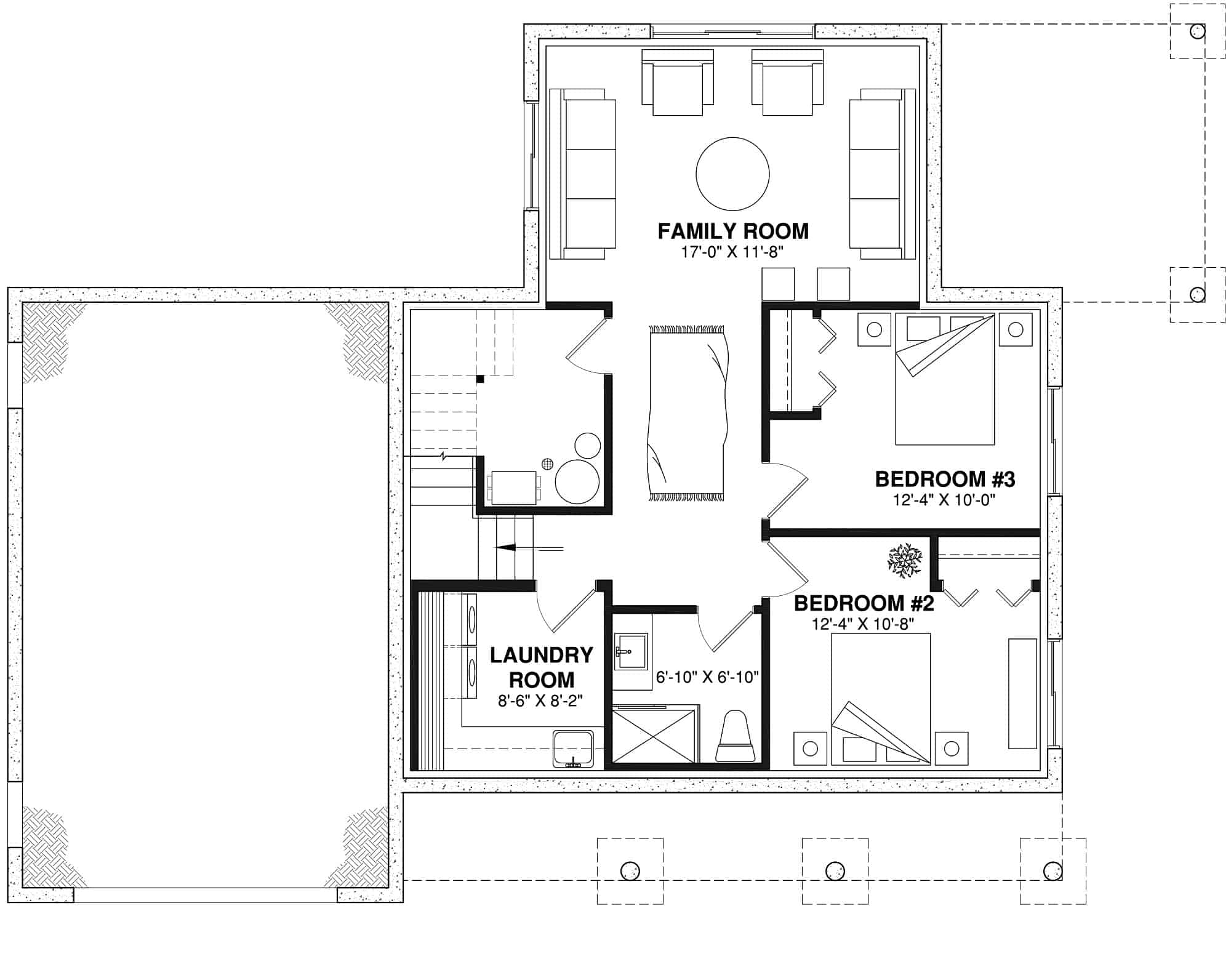 Basement of Farmhouse Plan #126-2018