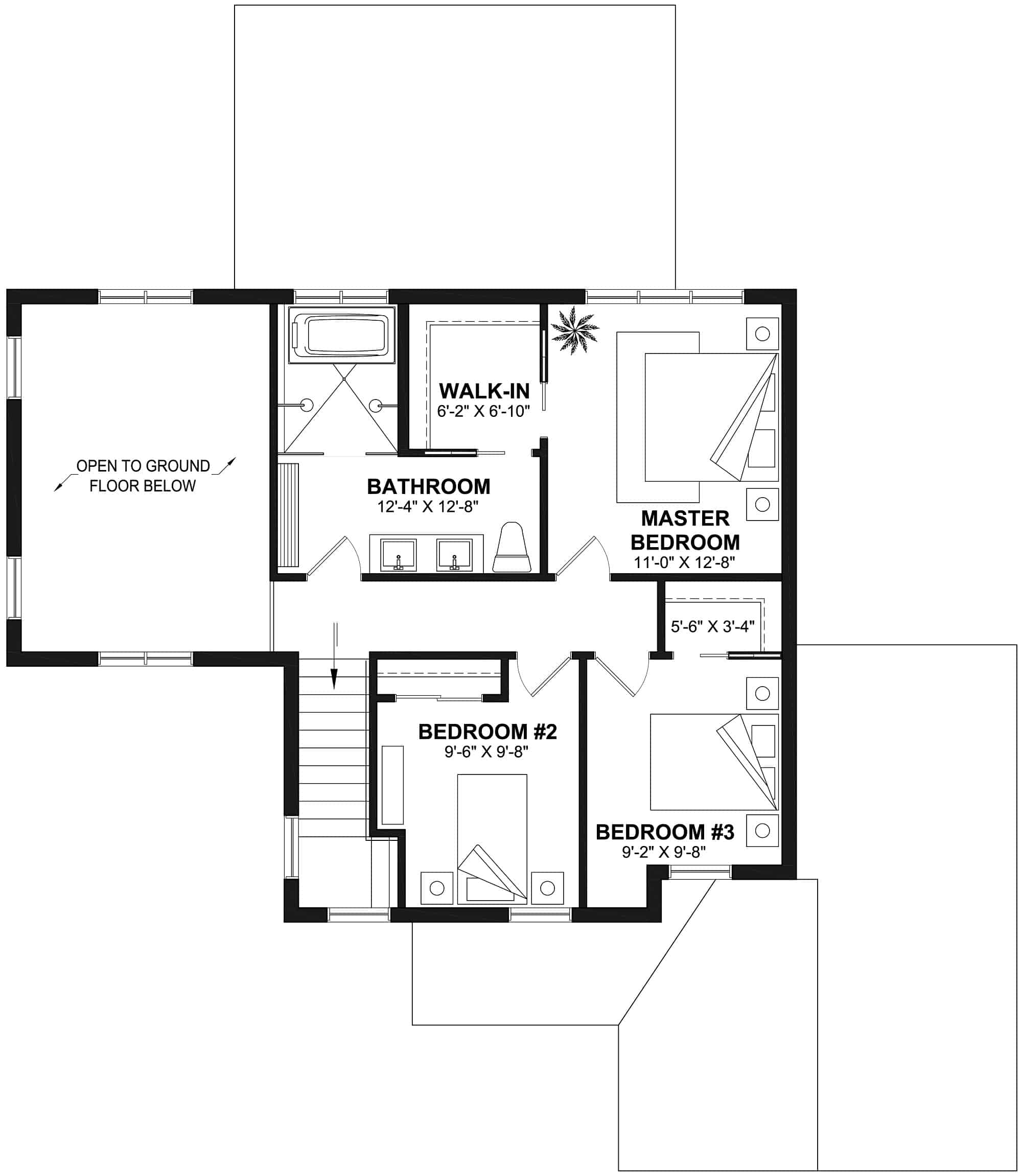 Upper Level of Contemporary Plan #126-2019