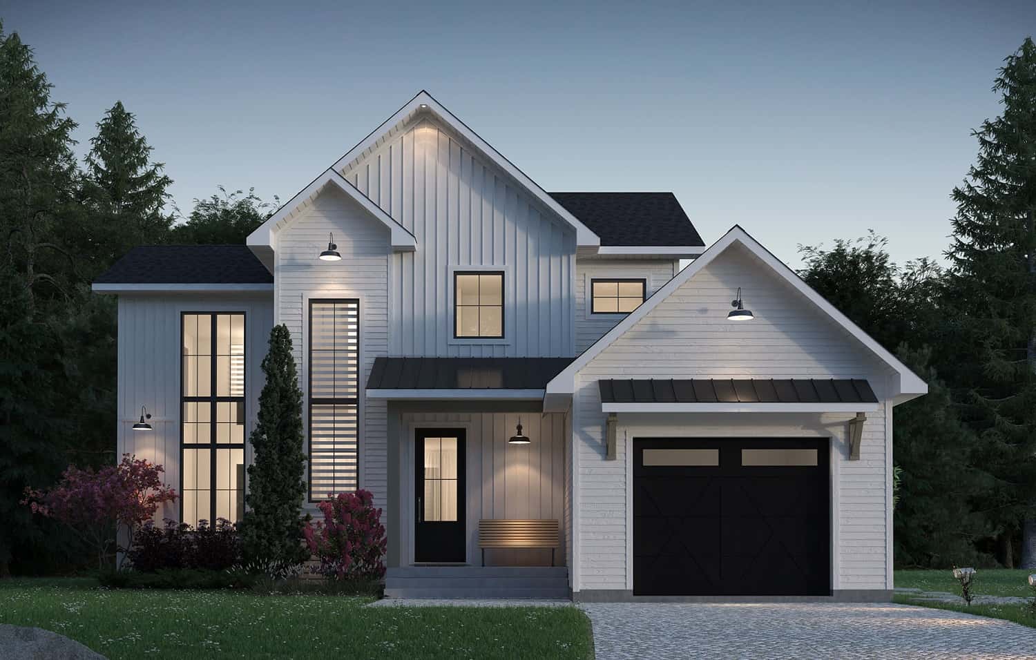 Front elevation of Contemporary home (ThePlanCollection: House Plan #126-2019)