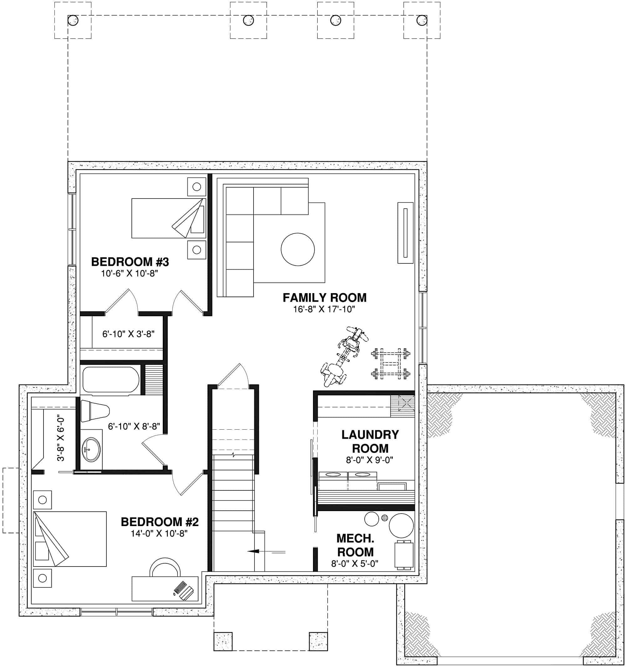 Basement of Contemporary Plan #126-2020