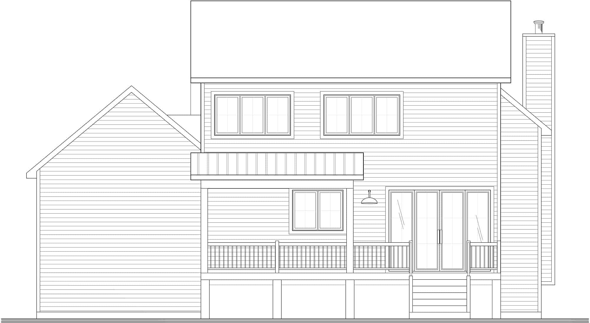 Home Plan Rear Elevation of this 3-Bedroom,3012 Sq Ft Plan -126-2020