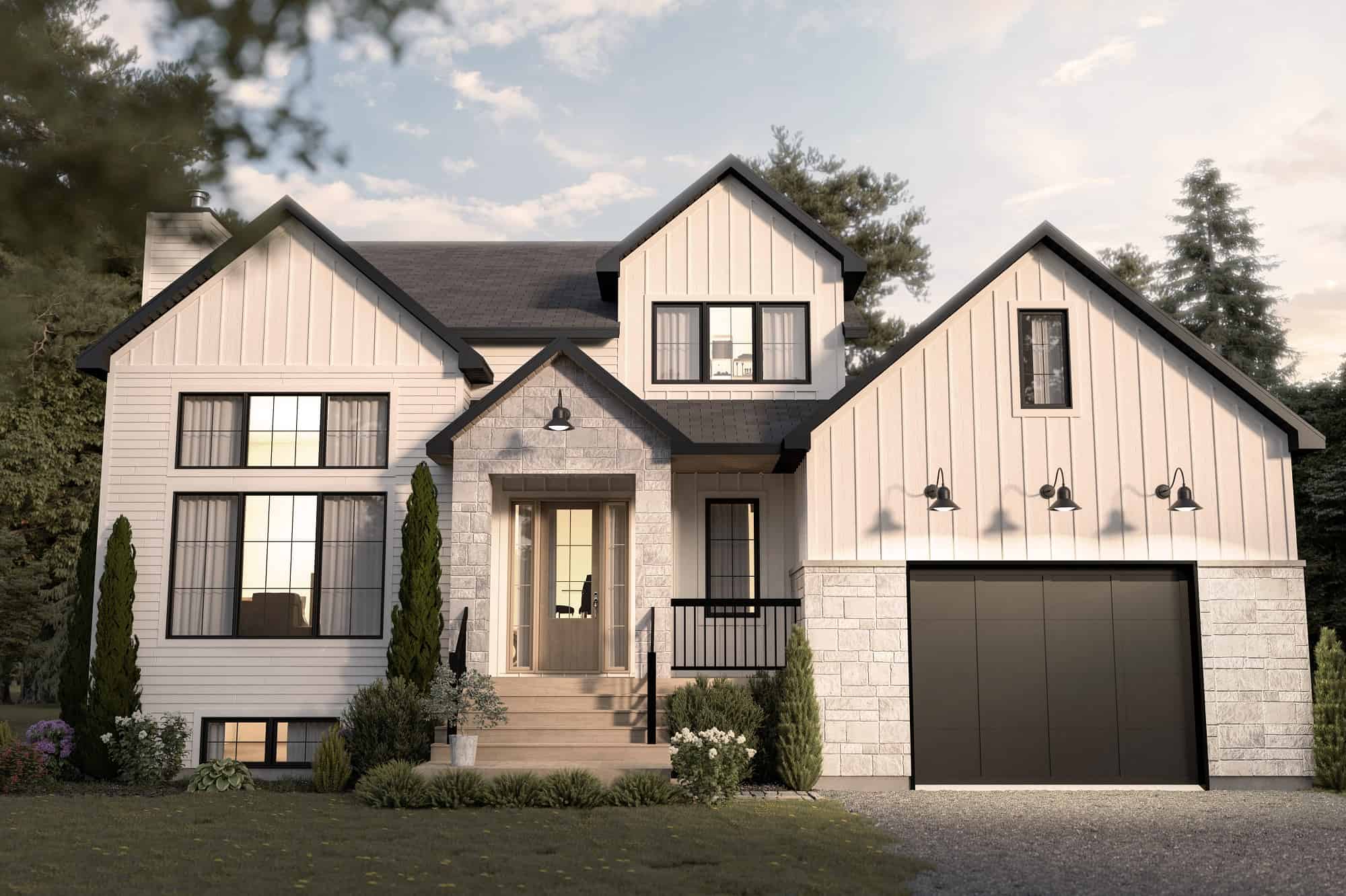 Front elevation of Contemporary home (ThePlanCollection: House Plan #126-2020)
