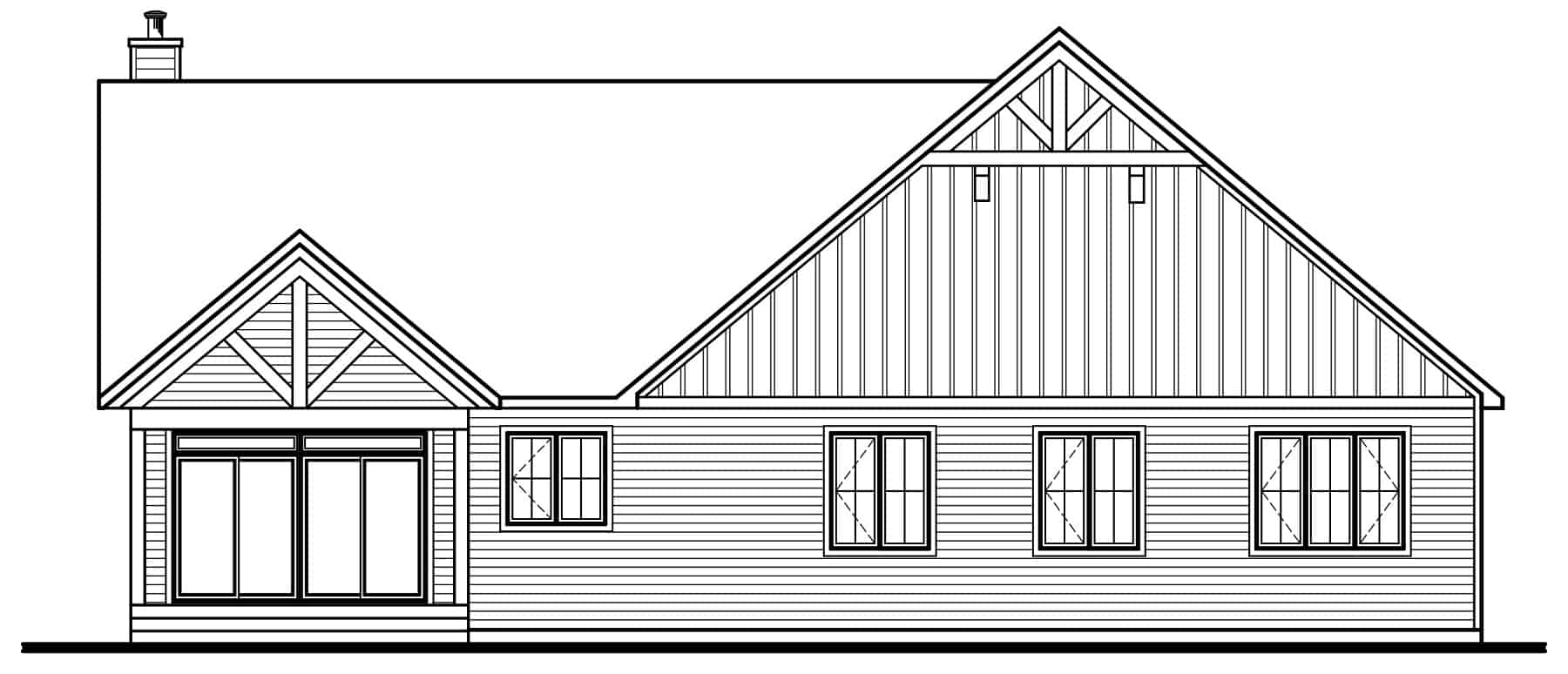 Home Plan Rear Elevation of this 3-Bedroom,2039 Sq Ft Plan -126-2021
