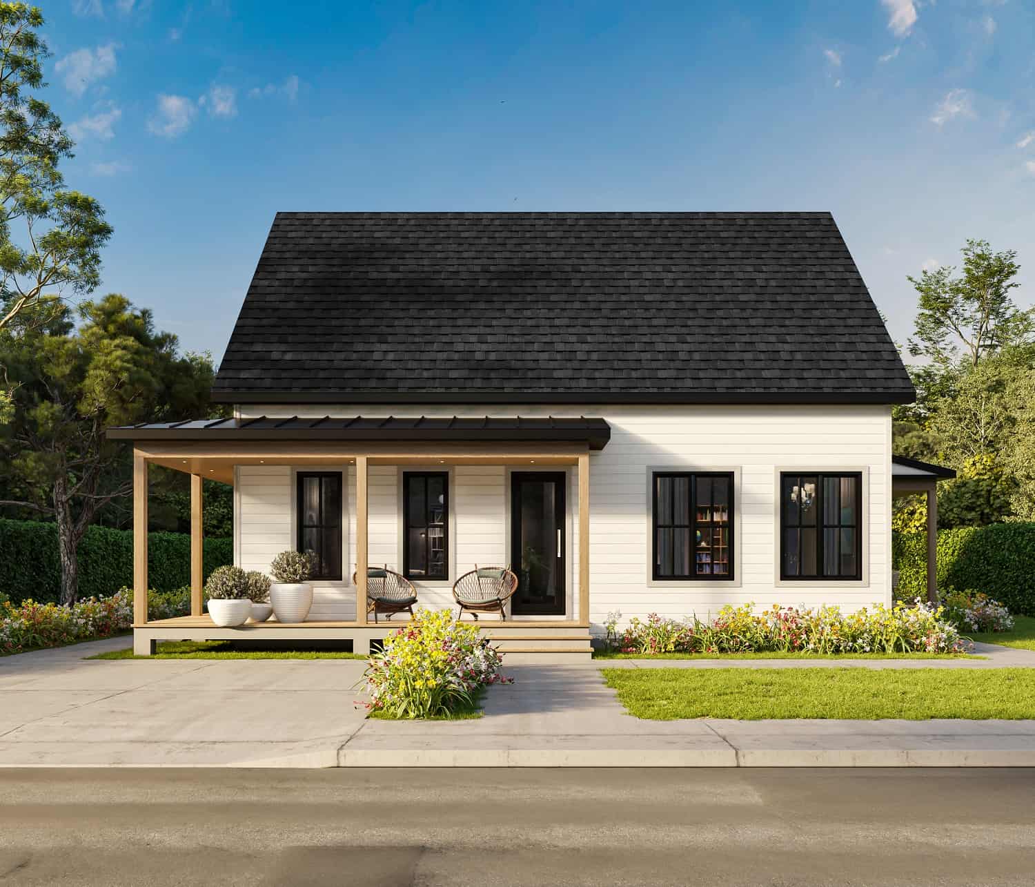 Front elevation of Farmhouse home (ThePlanCollection: House Plan #126-2022)
