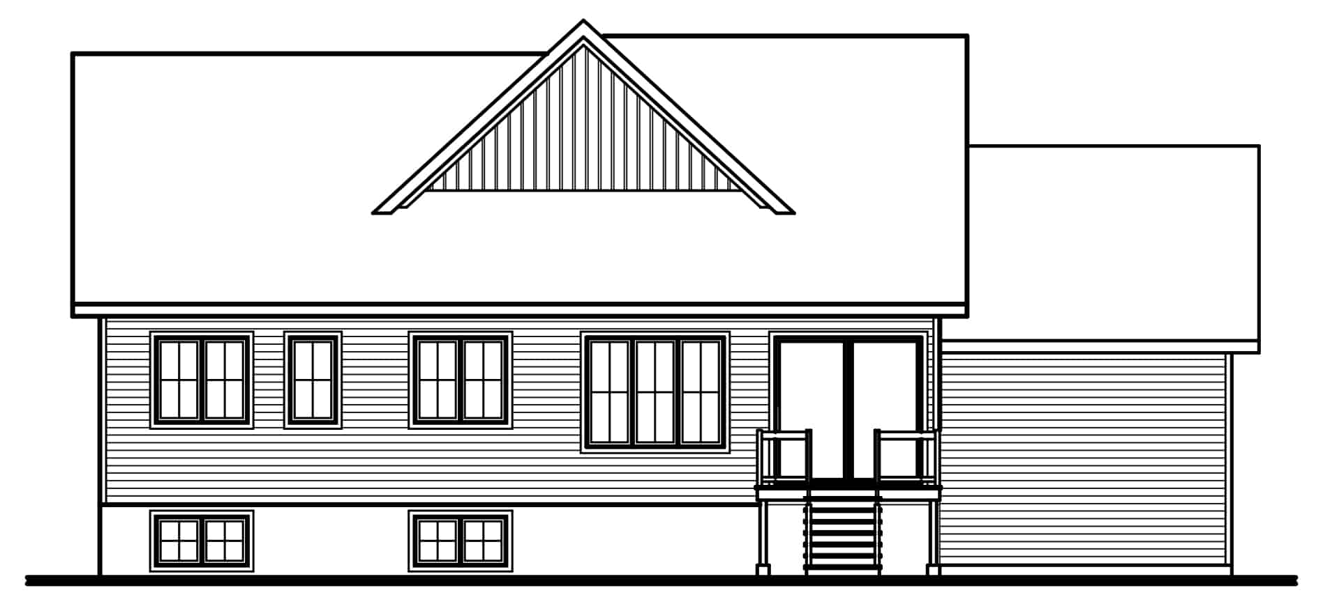 Home Plan Rear Elevation of this 3-Bedroom,1511 Sq Ft Plan -126-2023