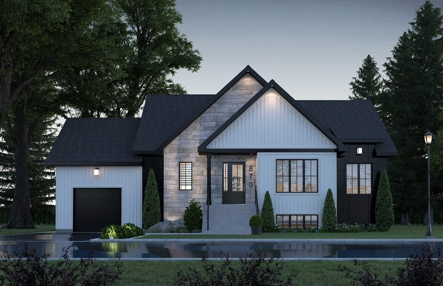 Front elevation of Contemporary home (ThePlanCollection: House Plan #126-2023)
