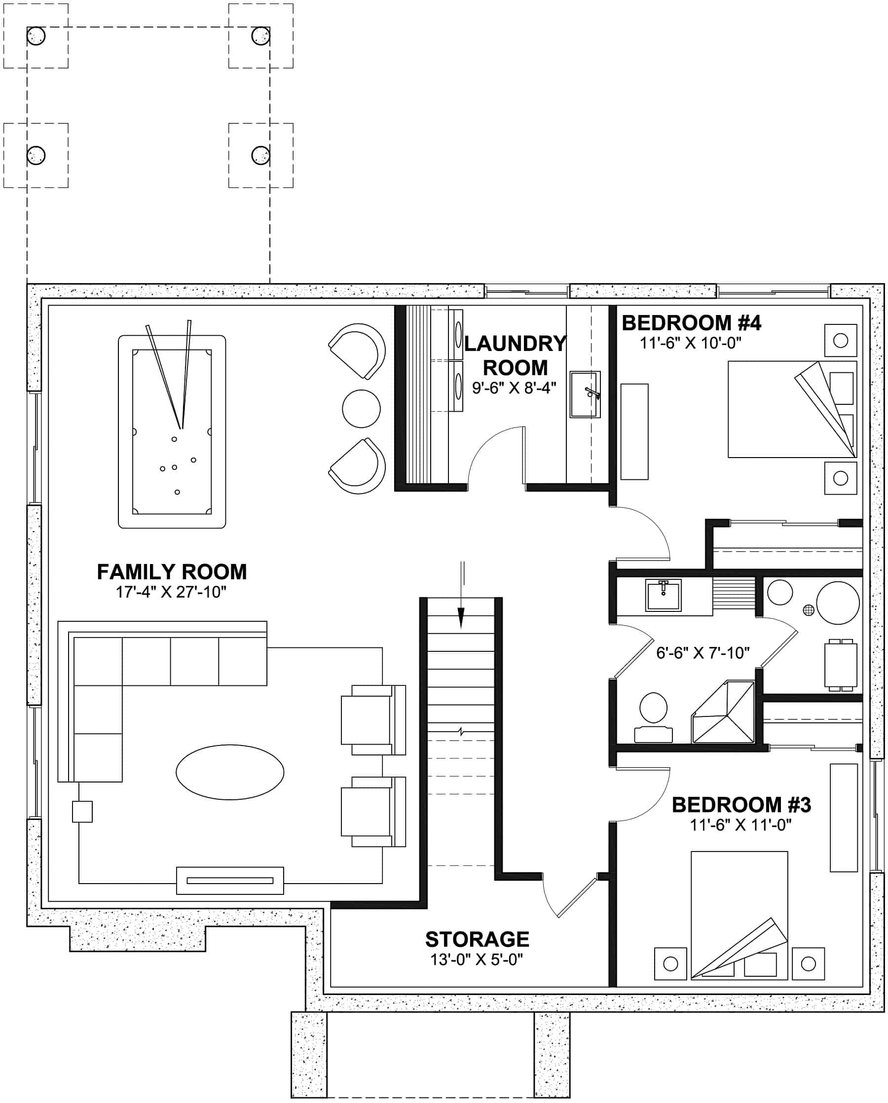 Basement of Contemporary Plan #126-2024