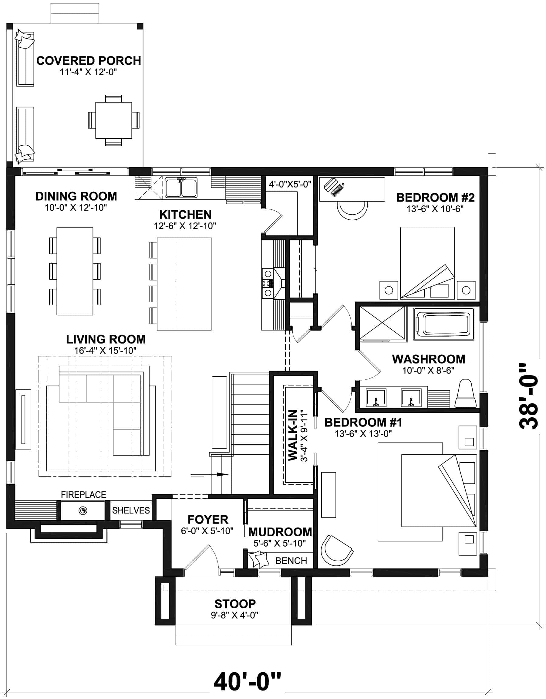 Main Level of Contemporary Plan #126-2024