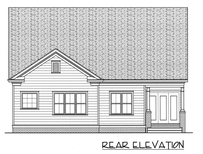 Home Plan Rear Elevation of this 2-Bedroom,1539 Sq Ft Plan -127-1001