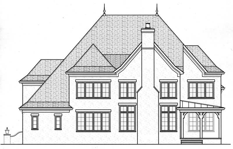 Home Plan Rear Elevation of this 5-Bedroom,3798 Sq Ft Plan -127-1002