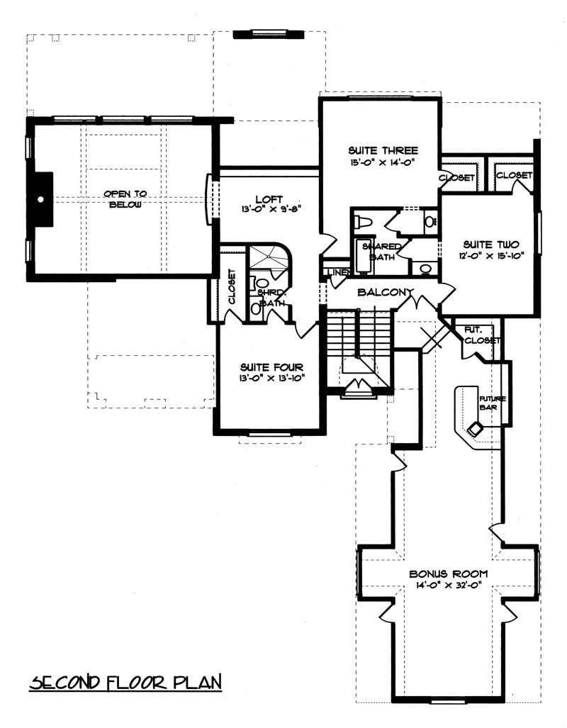 Floor Plan Second Story of Country Plan #127-1003