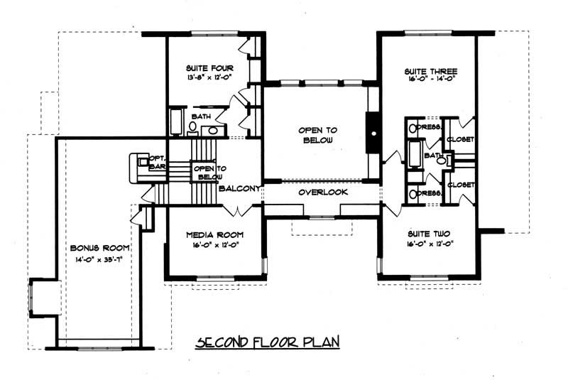 Floor Plan Second Story of European Plan #127-1004